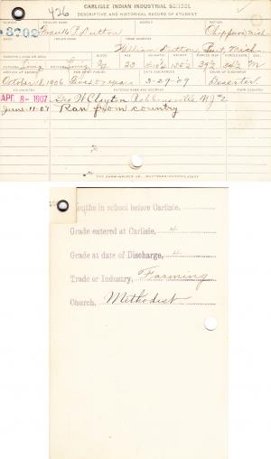 Frank Dutton Student File