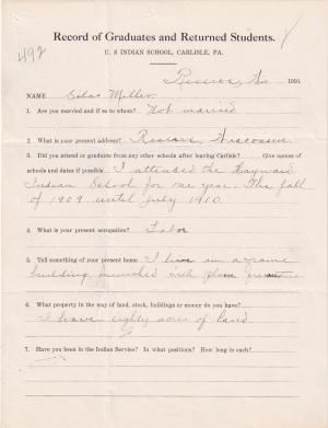 Silas Miller Student File