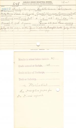 Barley Thompson (Nock-ke-che-go-me) Student File Barley Thompson (Nock-ke-che-go-me) Student File