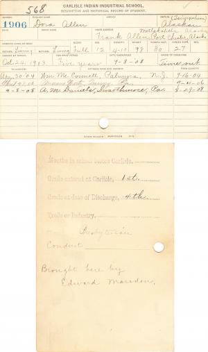 Dora Allen Student File Dora Allen Student File