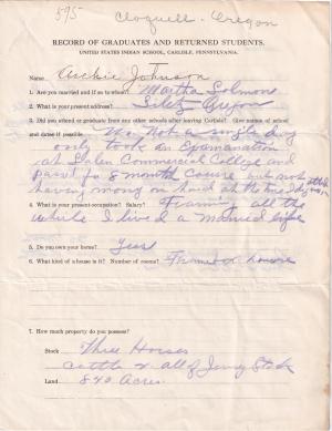 Archie Johnson Student File