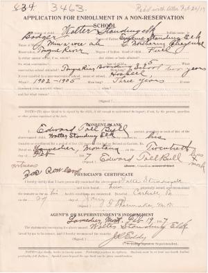 Walter Standing Elk (Badger) Student File
