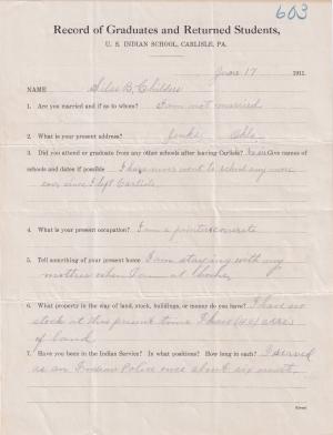 Silas Childers Student File