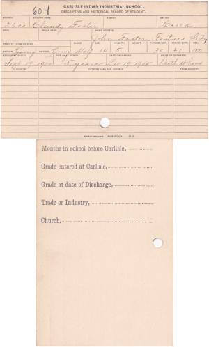 Claudy Foster Student File