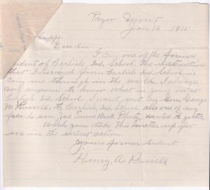 Henry A. Russell Student File Henry A. Russell Student File