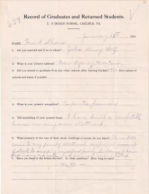 Frank Shane Student File Frank Shane Student File