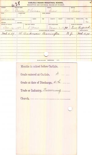 George Thomas Student File George Thomas Student File