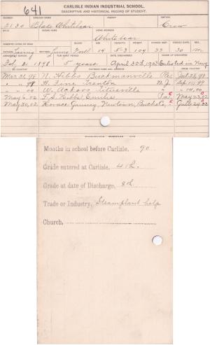 Blake Whitebear Student File