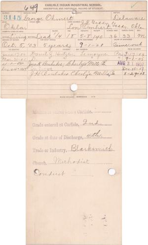 George Ohmert Student File