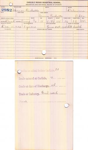 Homer Ricketts Student File