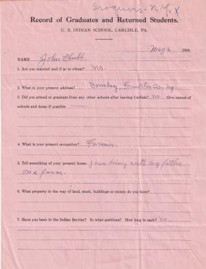 John Chubb (Kata hanoran) Student File