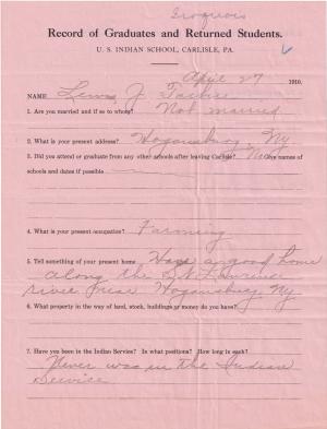 Lewis J. Tarbell Student File
