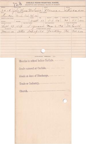 John Thomas Mohawk (Mah-tah-tah-ma) Student File
