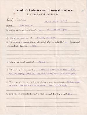 Henry Murdock (Wah-pah-peu-neah) Student File Henry Murdock (Wah-pah-peu-neah) Student File