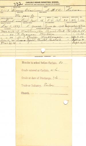 Sherman Chadlesome (Mi-pane-ta) Student File Sherman Chadlesome (Mi-pane-ta) Student File