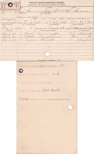 Joseph Hummingbird (Anm-ke-ah) Student File Joseph Hummingbird (Anm-ke-ah) Student File