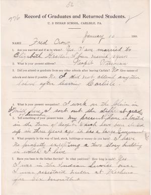 Fred Crow Student File Fred Crow Student File