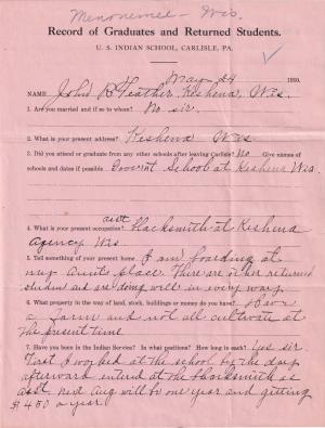 John Feather Student File John Feather Student File