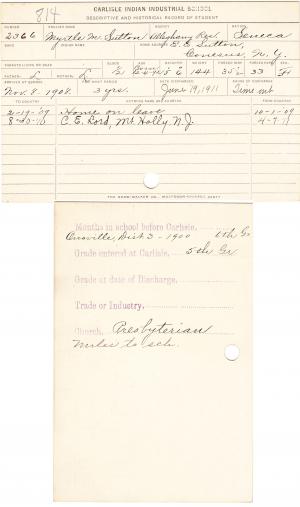 Myrtle M. Sutton Student File