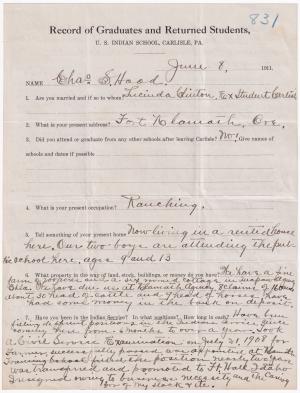 Charles Hood Student File