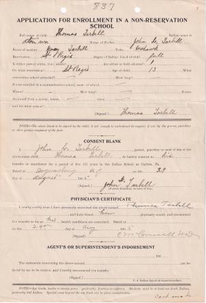 Thomas Tarbell Student File