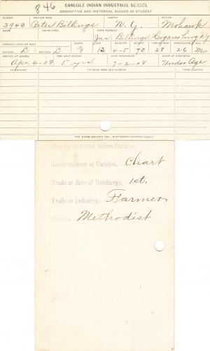 Peter Billings Student File 