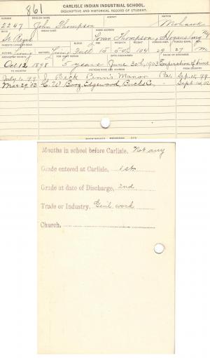 John Thompson Student File John Thompson Student File