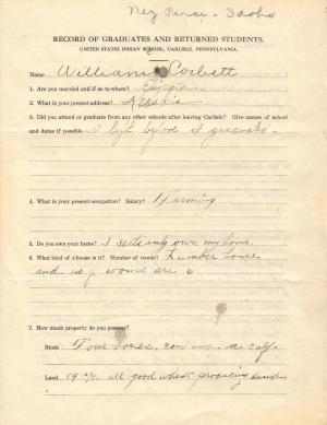 William Corbett Student File William Corbett Student File