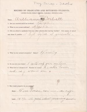 William Corbett Student File