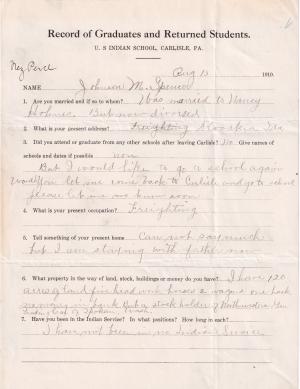 Johnson Spencer Student File