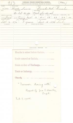 Walter Davis (Oo-lih-ke-da) Student File Walter Davis (Oo-lih-ke-da) Student File