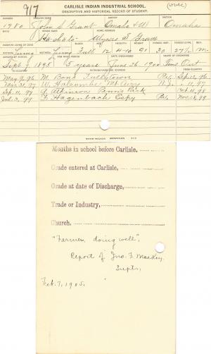 John S. Grant (Hä-chätä) Student File John S. Grant (Hä-chätä) Student File
