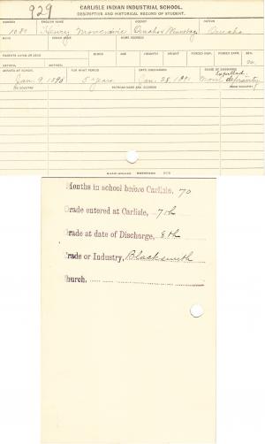 Henry Moncravie Student File