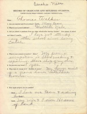 Thomas Walker Student File 