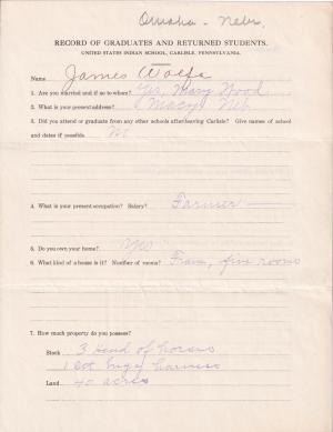 James Wolf Student File