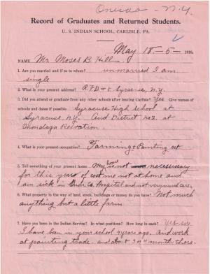 Moses B. Hill Student File Moses B. Hill Student File
