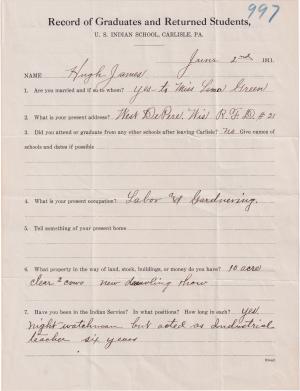 Hugh James Student File