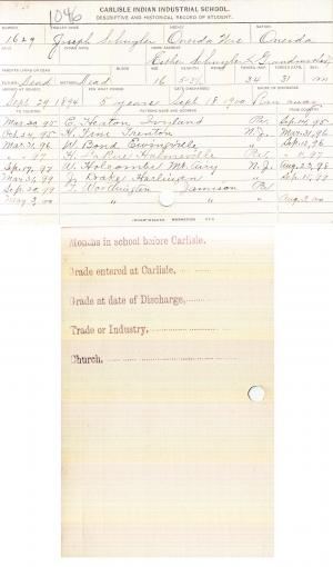 Joseph Schuyler Student File Joseph Schuyler Student File