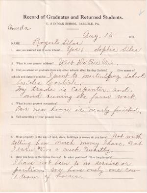 Roger Silas Student File