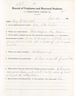 Benjamin Wheelock Student File Benjamin Wheelock Student File