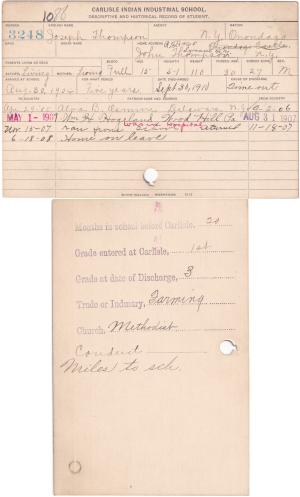 Joseph Thompson Student File