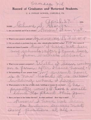 Gilmore George Student File