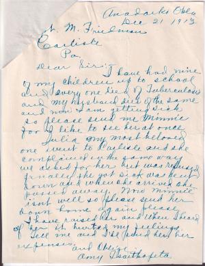 Minnie Tsaitkopeta (Ah-Kaun) Student File