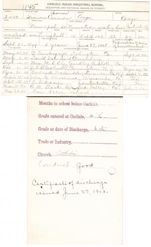 Francis Cannon (Num-pah-se) Student Filee Francis Cannon (Num-pah-se) Student File