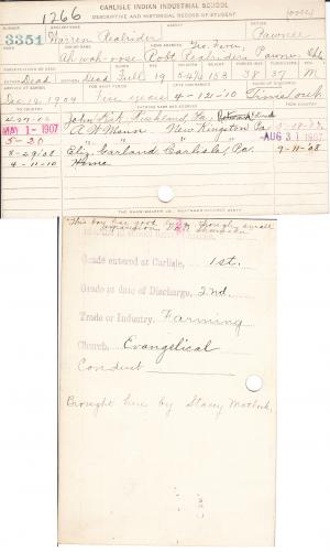 Warren Realrider (Ah-wah-oose) Student File Warren Realrider (Ah-wah-oose) Student File