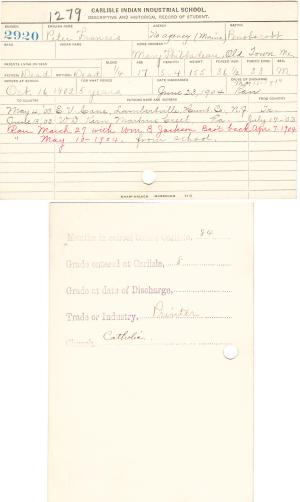 Peter Francis Student File Peter Francis Student File