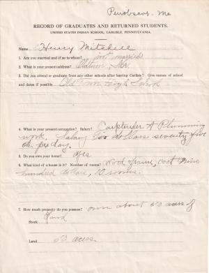 Henry Mitchell Student File