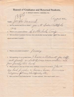 Joseph Manuel Student File Joseph Manuel Student File