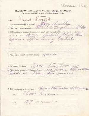 Fred Smith Student File