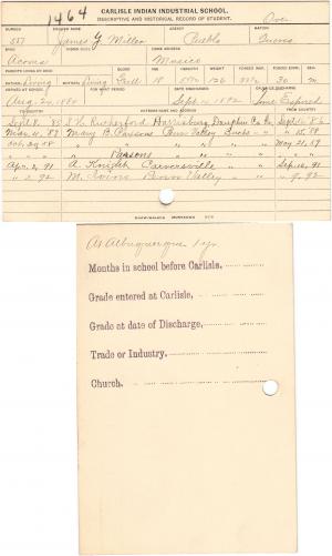 James Y. Miller Student File James Y. Miller Student File